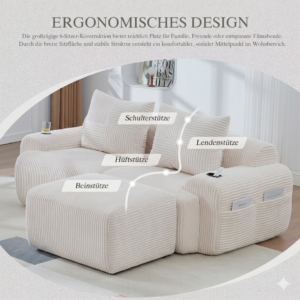 Cloud-Sofa "Relax" (2-Sitzer + 1 Hocker)