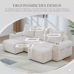 Cloud-Sofa "Mansion U" (3-Sitzer + 2 Hocker)