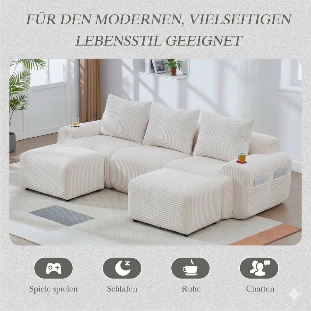 Cloud-Sofa "Mansion U" (3-Sitzer + 2 Hocker) – Bild 6