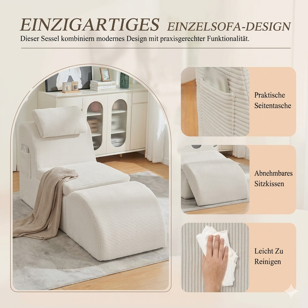 Cloud-Comfort Lounge-Sessel | Premium Cord Edition – Bild 6